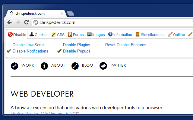 Web Developer Chrome插件图片